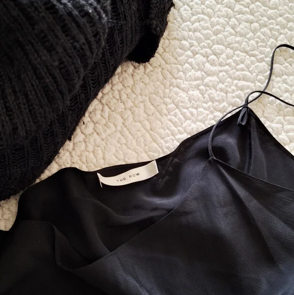 THE ROW Cutro Open Knit Silk Sleeveless Maxi Dress Midnight Blue M Org $2,550 - Picture 12 of 16